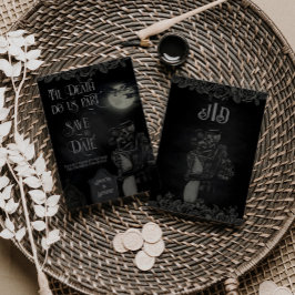 カスタムブラックとグレーフローラゴシック結婚ズ セーブザデート