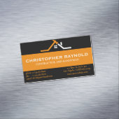 カスタムブラックアンドオレンジホーム建物建築 マグネット名刺 (インサイチュ)