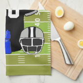 カスタムブラックアンドグレーサッカージャージーオンフィールド キッチンタオル (四つ折り)
