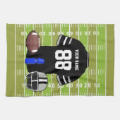 カスタムブラックアンドグレーサッカージャージーオンフィールド キッチンタオル (横)