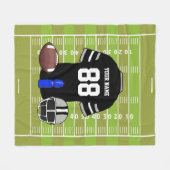 カスタムブラックアンドグレーサッカージャージーオンフィールド フリースブランケット (正面(横))