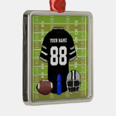 カスタムブラックアンドグレーサッカージャージーオンフィールド メタルオーナメント (右)