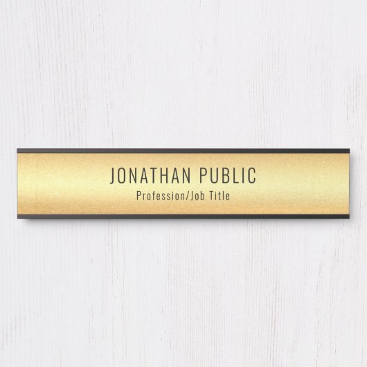 カスタムブラックアンド金ゴールドグラマーテンプレートエレガント サインプレート (正面)