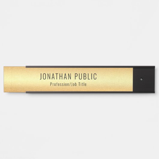 カスタムブラックアンド金ゴールドグラマーテンプレートエレガント サインプレート (正面)