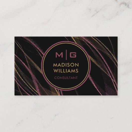 カスタムブラックイエローパープルグリッタープロフェッショナル 名刺 (正面)