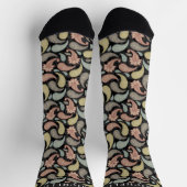 カスタムブラックイエローブルーピンクペイズリーパターン ソックス (上部)