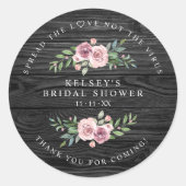 カスタムブラックウッドガーランドブライダルシャワーサニタイザ ラウンドシール (正面)