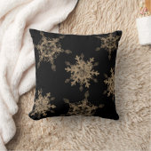 カスタムブラックエレガントゴールデンスノーフレーク クッション (ブランケット)