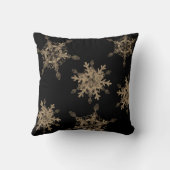カスタムブラックエレガントゴールデンスノーフレーク クッション (裏面)