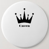 カスタムブラックカラークラウンイメージクイーン文字パッチ 缶バッジ (正面)