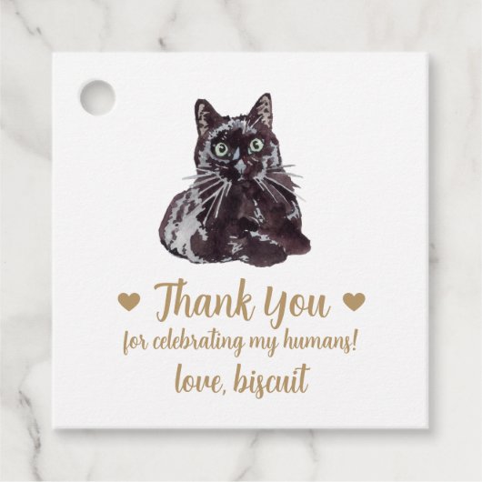 カスタムブラックキャット結婚式の引き出物ラベル フェイバータグ (正面)