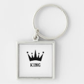 カスタムブラッククラウンキング文字プレミアムスクエア キーホルダー (正面)