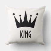 カスタムブラッククラウンキング文字ホワイト装飾用クッション クッション (正面)