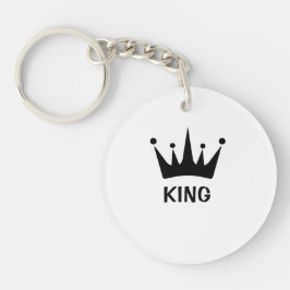 カスタムブラッククラウンキング文字円アクリル キーホルダー