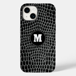 カスタムブラッククロックモノグラムフェイクワニの皮 Case-Mate iPhone 14ケース