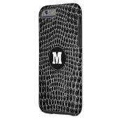 カスタムブラッククロックモノグラムフェイクワニの皮 Case-Mate iPhoneケース (裏面左)