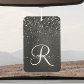 カスタムブラックグリッタースパークルモノグラム カーエアーフレッシュナー