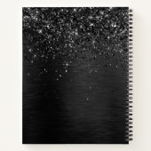 カスタムブラックグリッタースパークルモノグラム ノートブック (裏面)