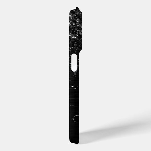 カスタムブラックグリッタースパークルモノグラム Case-Mate iPhoneケース (裏面 / 右)