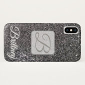 カスタムブラックグリッターIphone xケース Case-Mate iPhoneケース (裏面(横))
