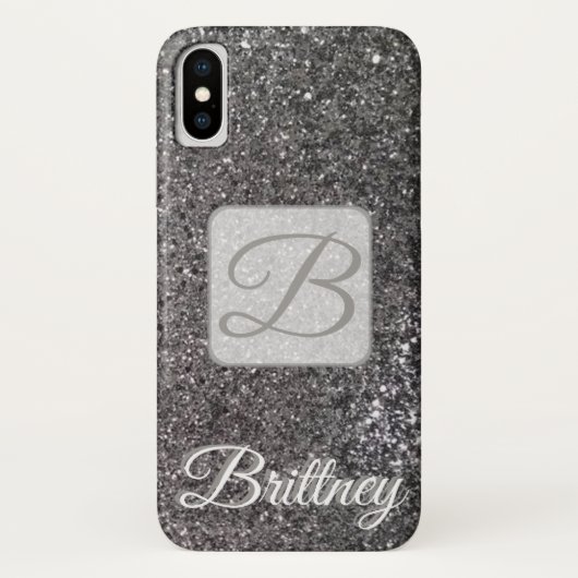カスタムブラックグリッターIphone xケース Case-Mate iPhoneケース (裏面)