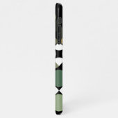 カスタムブラックグリーンティール(緑がかった色)ブルーレトロアートパターン iPhoneケース (左側)