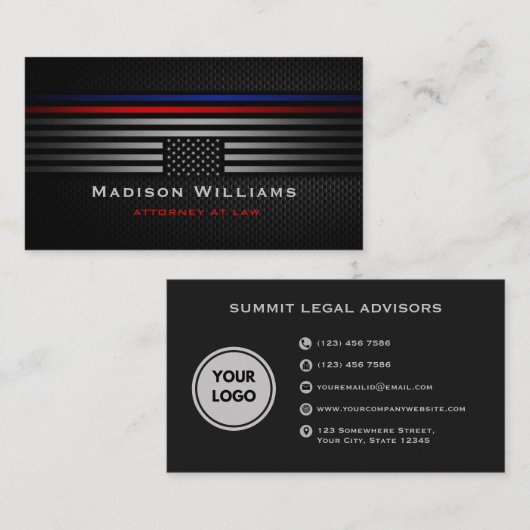 カスタムブラックグレーザアメリカ旗法律事務所 名刺 (正面/裏面)
