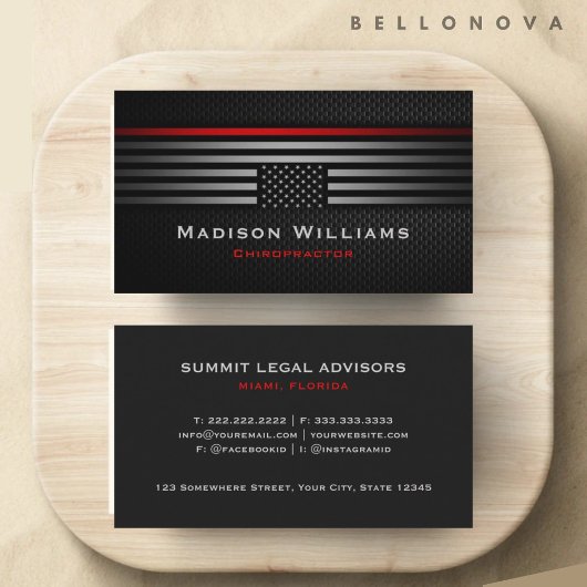 カスタムブラックグレーレッドザUSAアメリカ国旗のプレミアム 名刺