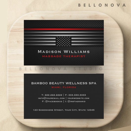 カスタムブラックグレーレッドザUSAアメリカ国旗のプレミアム 名刺