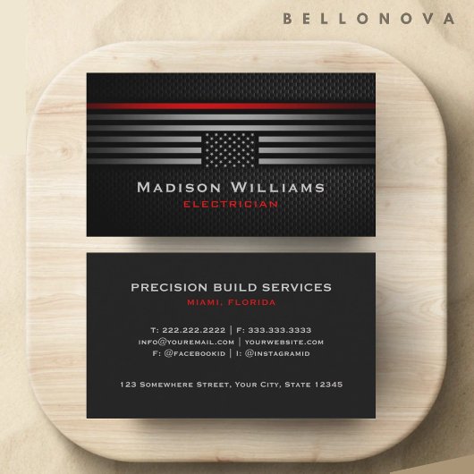 カスタムブラックグレーレッドザUSAアメリカ国旗のプレミアム 名刺