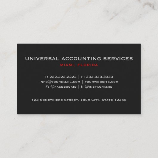 カスタムブラックグレーレッドザUSAアメリカ国旗のプレミアム 名刺 (裏面)