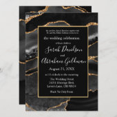 カスタムブラックゴールドフォイル瑪瑙結婚式招待状 招待状 (正面/裏面)