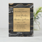 カスタムブラックゴールドフォイル瑪瑙結婚式招待状 招待状 (スタンド正面)