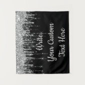 カスタムブラックシルバー結婚ズの背景誕生日降下 タペストリー (正面)