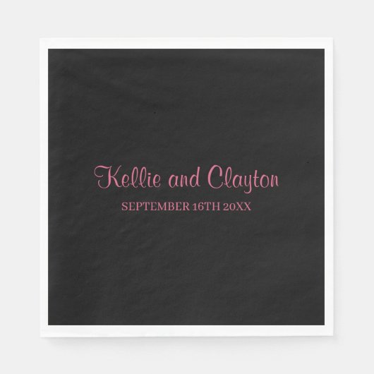 カスタムブラックシンプル結婚ズ・ナプキンス スタンダードランチョンナプキン (正面)