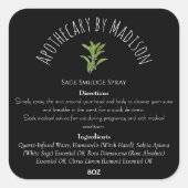 カスタムブラックセージ汚れスプレーボトルラベル スクエアシール (正面)