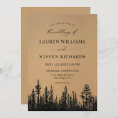 カスタムブラックタンカーキパインツリーウ結婚ッズ 招待状 (正面/裏面)