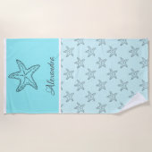 カスタムブラックタンサンドシックビーチハウススターフィッシュ ビーチタオル (正面)