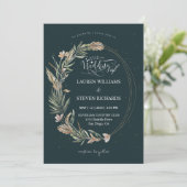 カスタムブラックダークブルーガーデンリース&リングや輪 招待状 (スタンド正面)