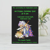 カスタムブラックハローウィンパーティ招待状 – ウィッチ 招待状 (スタンド正面)