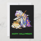 カスタムブラックハローウィンパーティ招待状 – ウィッチ 招待状 (裏面)