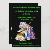 カスタムブラックハローウィンパーティ招待状 – ウィッチ 招待状 (正面/裏面)