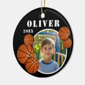 カスタムブラックバスケットボールスポーツ写真 セラミックオーナメント (左)