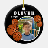 カスタムブラックバスケットボールスポーツ写真 セラミックオーナメント (裏面)