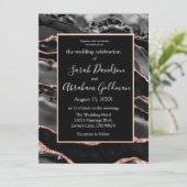 カスタムブラックバラゴールドフォイルアゲート結婚ズ 招待状 (スタンド正面)