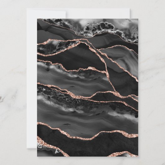 カスタムブラックバラゴールドフォイルアゲート結婚ズ 招待状 (裏面)