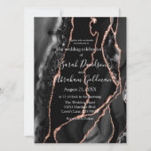 カスタムブラックバラゴールドフォイルアゲート結婚ズ 招待状 (正面)