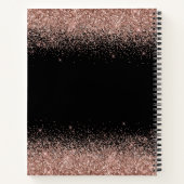 カスタムブラックバラ金ゴールドグリッターモノグラム ノートブック (裏面)