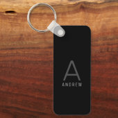 カスタムブラックパーソナライズされたモノグラム金属 キーホルダー (正面)