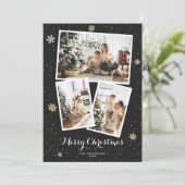 カスタムブラックフォトコラージュメリークリスマスカード シーズンカード (スタンド正面)